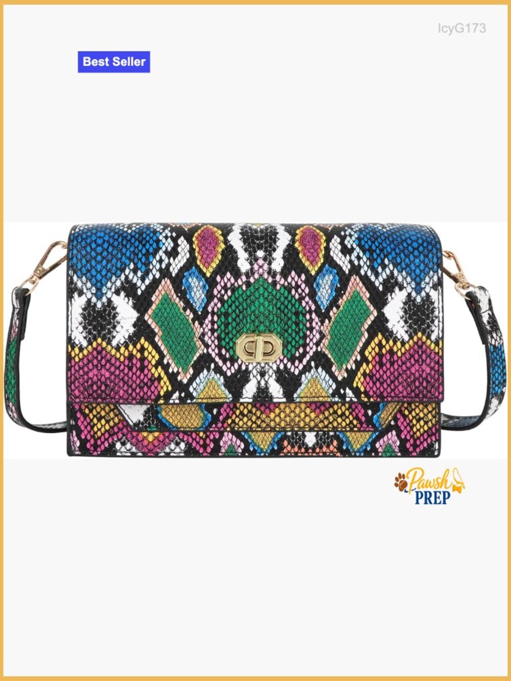 Faux Snakeskin Envelope Clutch with Chain Strap Evening Bag